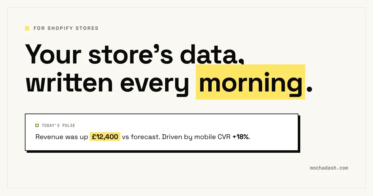 Shopify Analytics Dashboard with Daily Briefings | Mocha Analytics